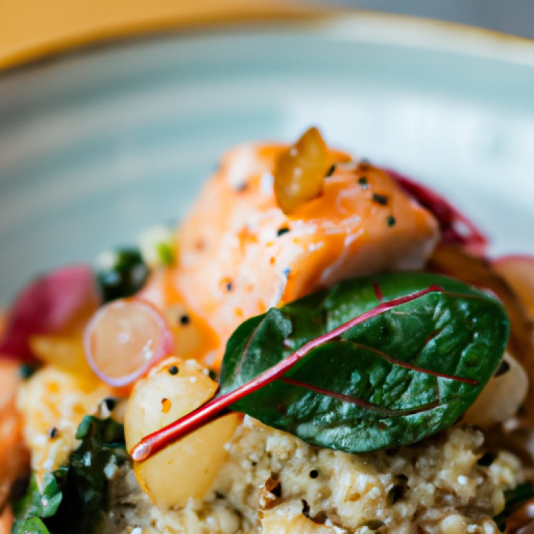 Ultimate Quinoa Delight with Savory Salmon and Leafy Greens