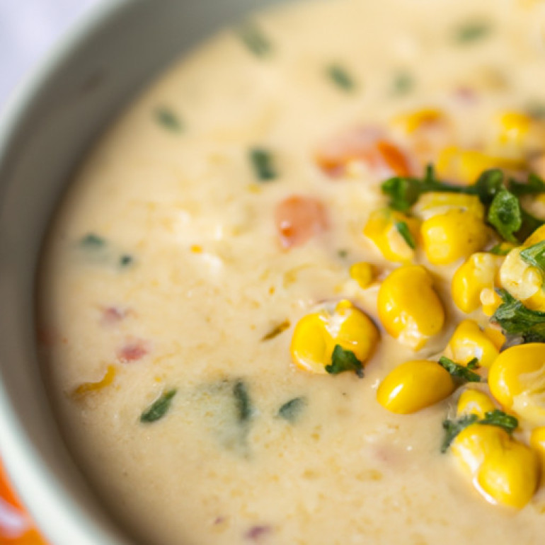 Hearty Vegan Corn Chowder with a Zesty Twist