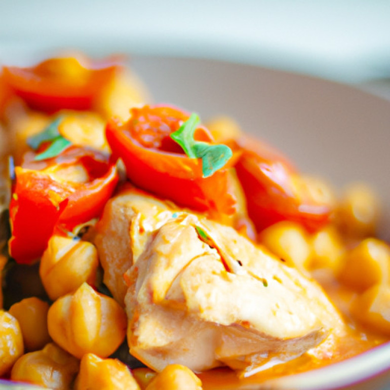 **Succulent Slow Cooker Chicken with Creamy Coconut, Tomato, and Chickpeas**